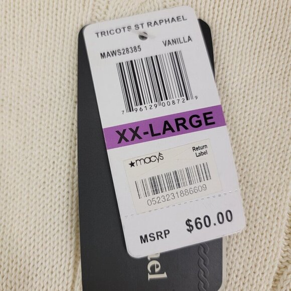 Tricots St. Raphael Men’s Size 2XL Cotton Pullover Crew Neck Vanilla Sweater NWT - Picture 11 of 16